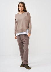 Brown asymmetric hem sweatshirt