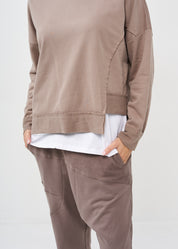Brown asymmetric hem sweatshirt