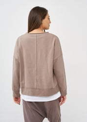 Brown asymmetric hem sweatshirt
