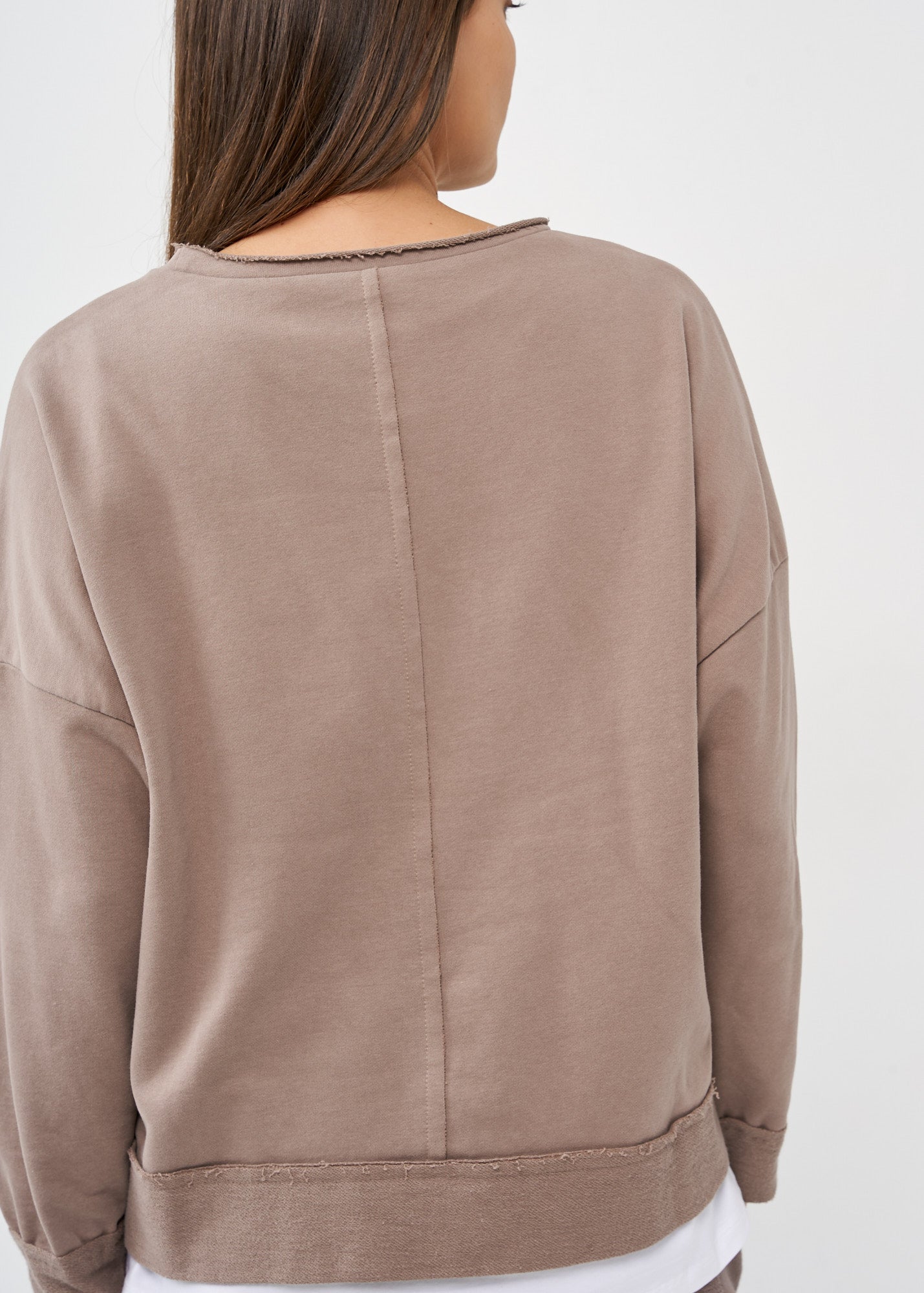 Brown asymmetric hem sweatshirt