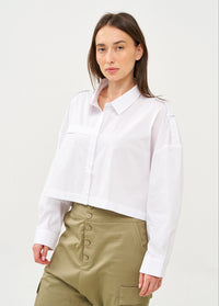 White button-down shirt with long shoulder straps - 99