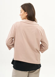 Pink diagonal zipper 3/4 sleeve top