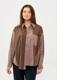Brown two-tone button-down shirt - 99