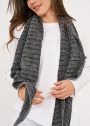 Washed scarf, external cuts, black wash