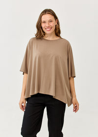 Brown oversized kimono sleeve top - 99
