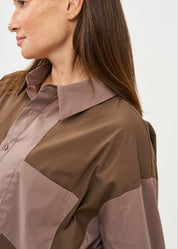 Brown two-tone button-down shirt