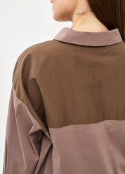 Brown two-tone button-down shirt