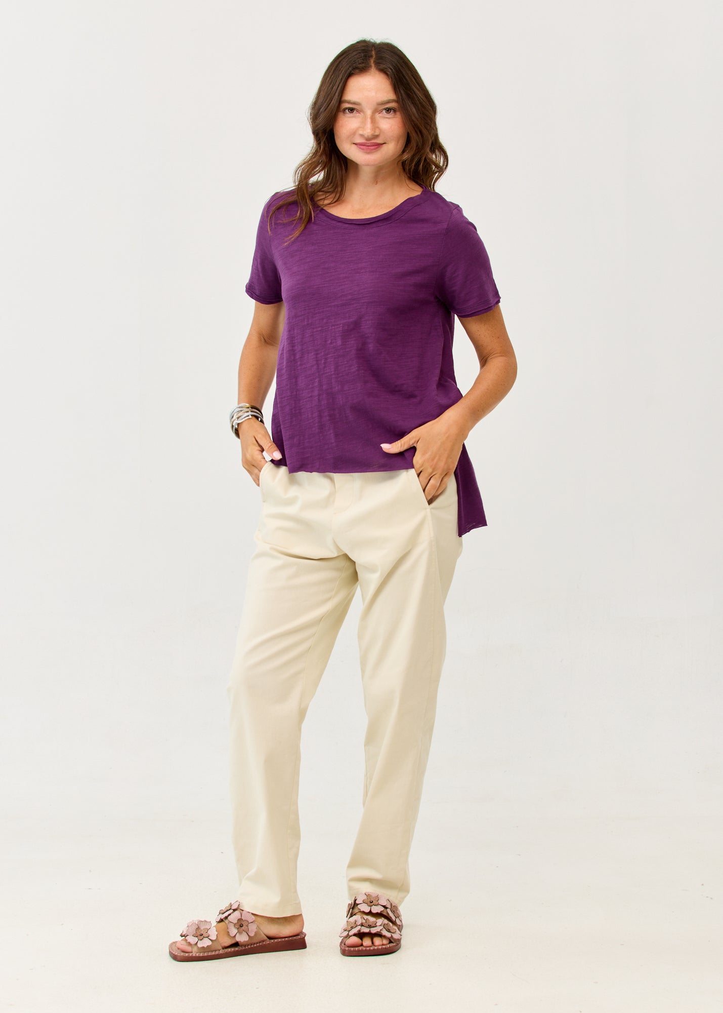 T-shirt straight cut purple