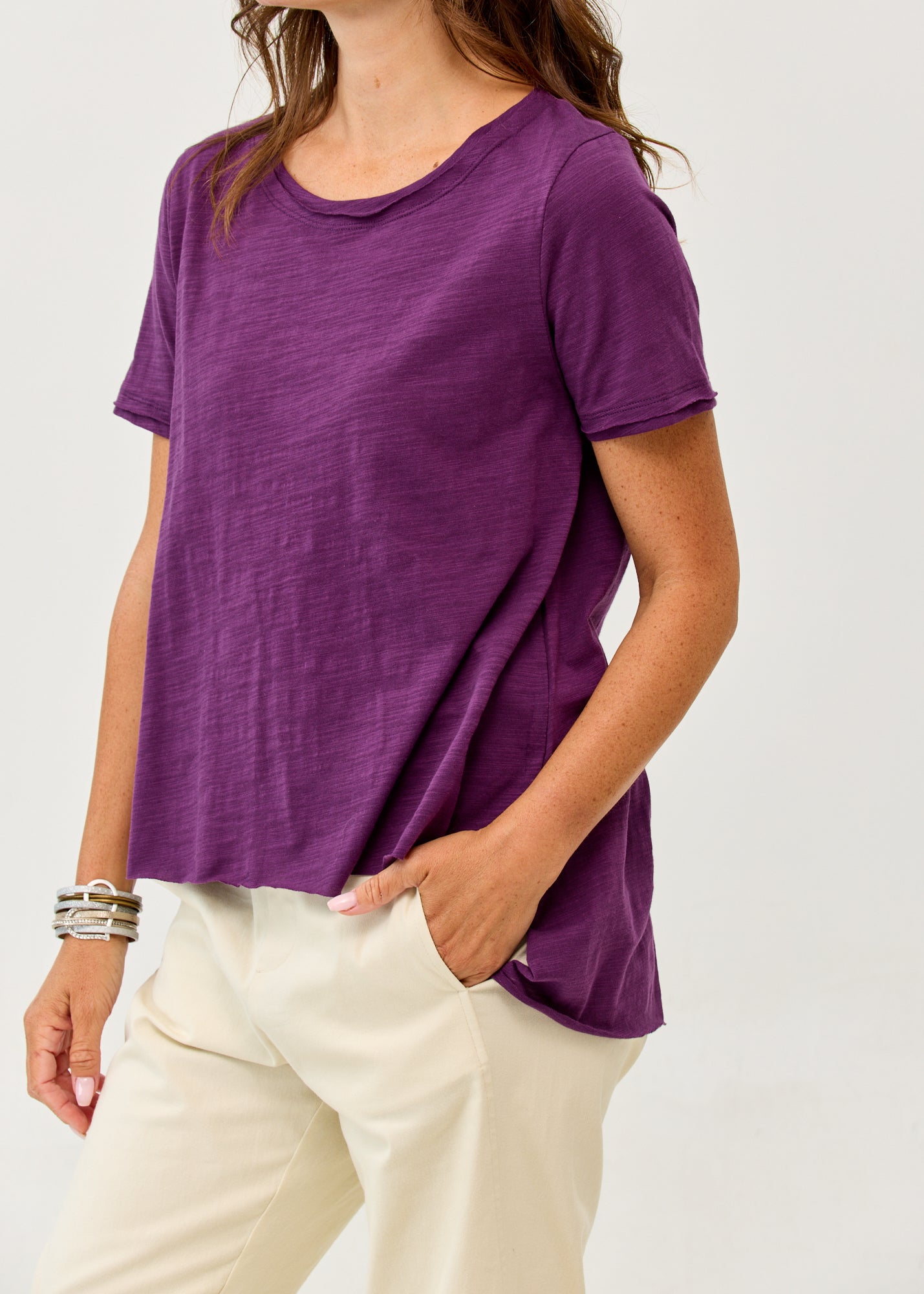 T-shirt straight cut purple