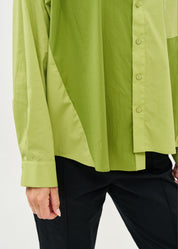 Green two-color button-down shirt