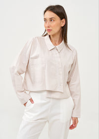 Button-down shirt with stone ribbon combination - 99