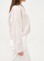 Button-down shirt with stone ribbon combination