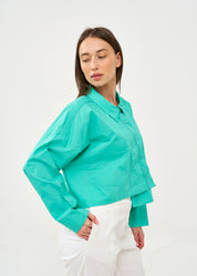 Button-down shirt with turquoise ribbon combination