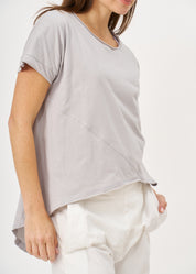 Light gray diagonal cut short sleeve tunic