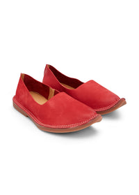 Leather doll shoes with a red lace finish - 36