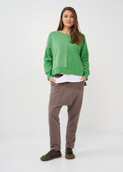 Half-turned sweatshirt with green rib