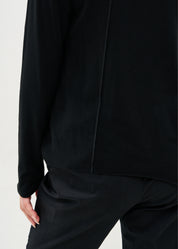 Black thin knit V-neck long sleeve shirt