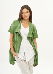 Green short-sleeved collared and buttoned top