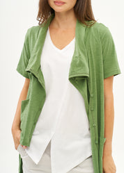 Green short-sleeved collared and buttoned top