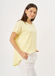 Yellow diagonal cut short sleeve tunic