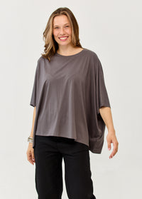Dark Gray Oversized Kimono Sleeve T-Shirt - 99
