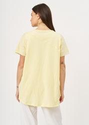 Yellow diagonal cut short sleeve tunic