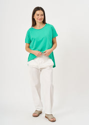 Turquoise diagonal cut short sleeve tunic