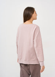 Half-turned sweatshirt with pink rib