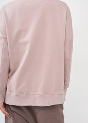 Half-turned sweatshirt with pink rib