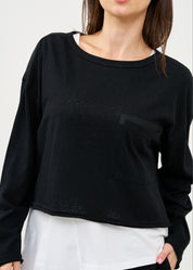 Black long sleeve pocket T-shirt
