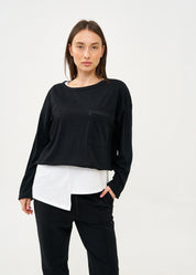 Black long sleeve pocket T-shirt