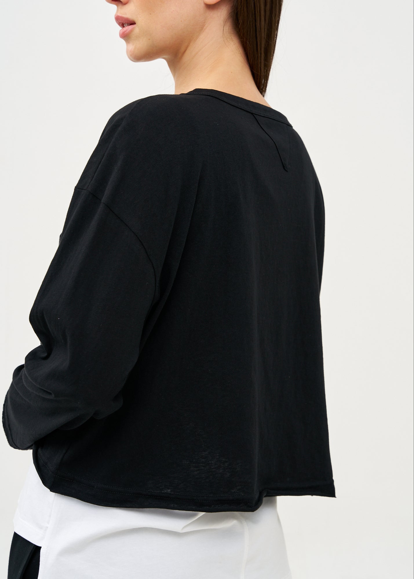 Black long sleeve pocket T-shirt
