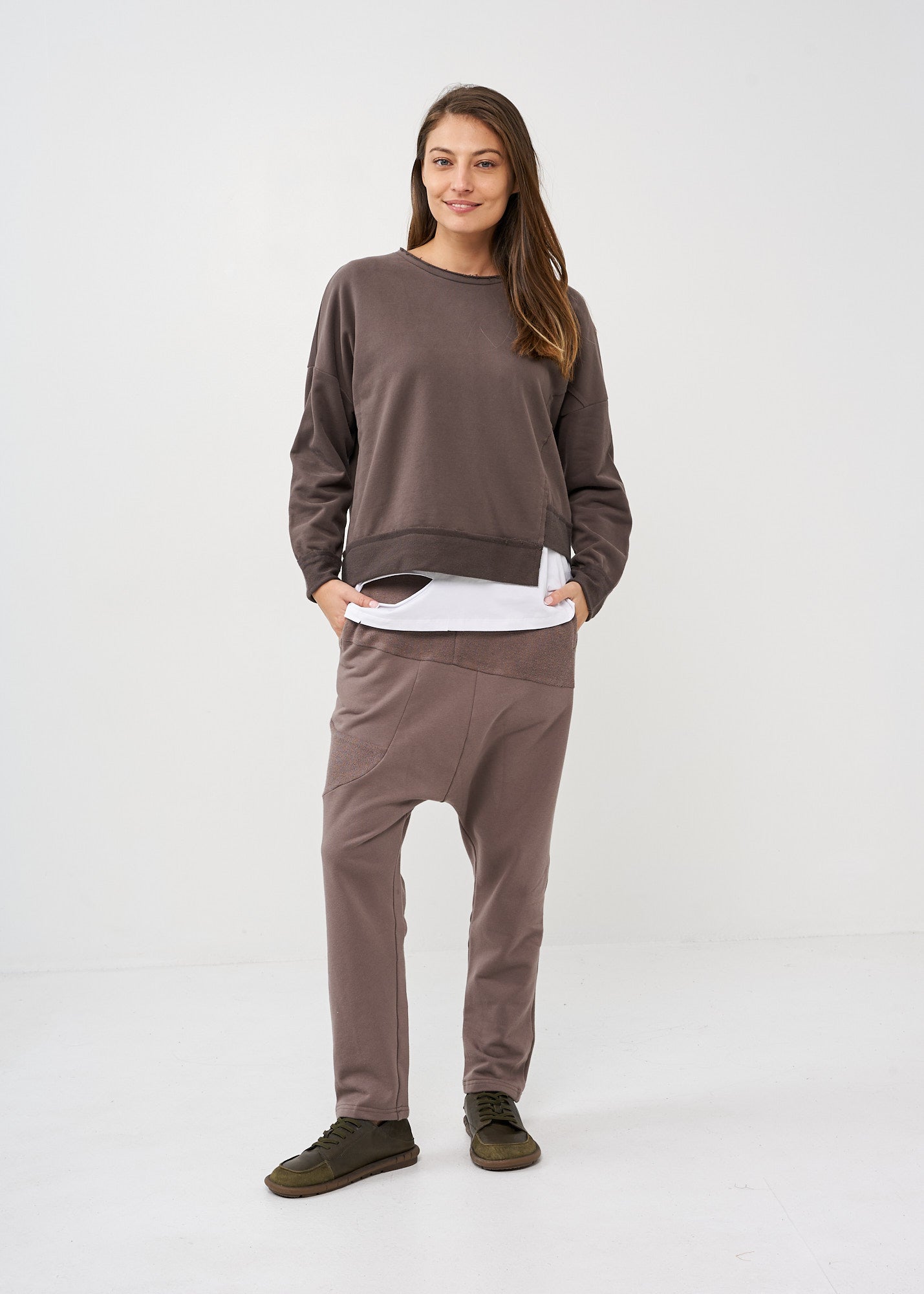 Dark gray asymmetric hem sweatshirt