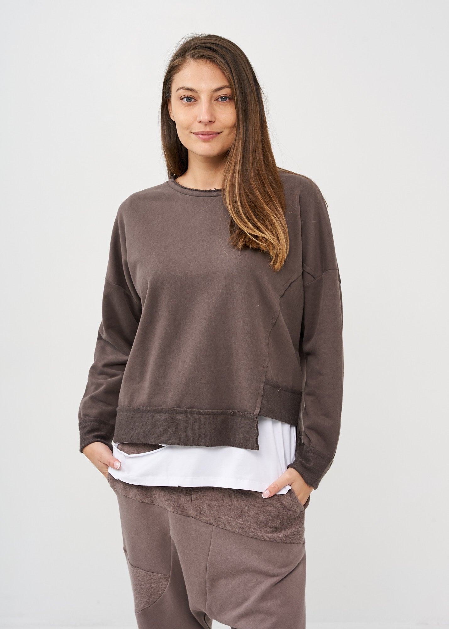 Dark gray asymmetric hem sweatshirt