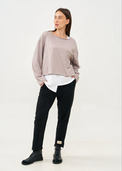 Grey long sleeve pocket T-shirt