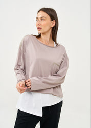 Grey long sleeve pocket T-shirt