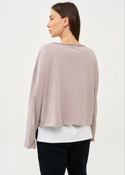Grey long sleeve pocket T-shirt