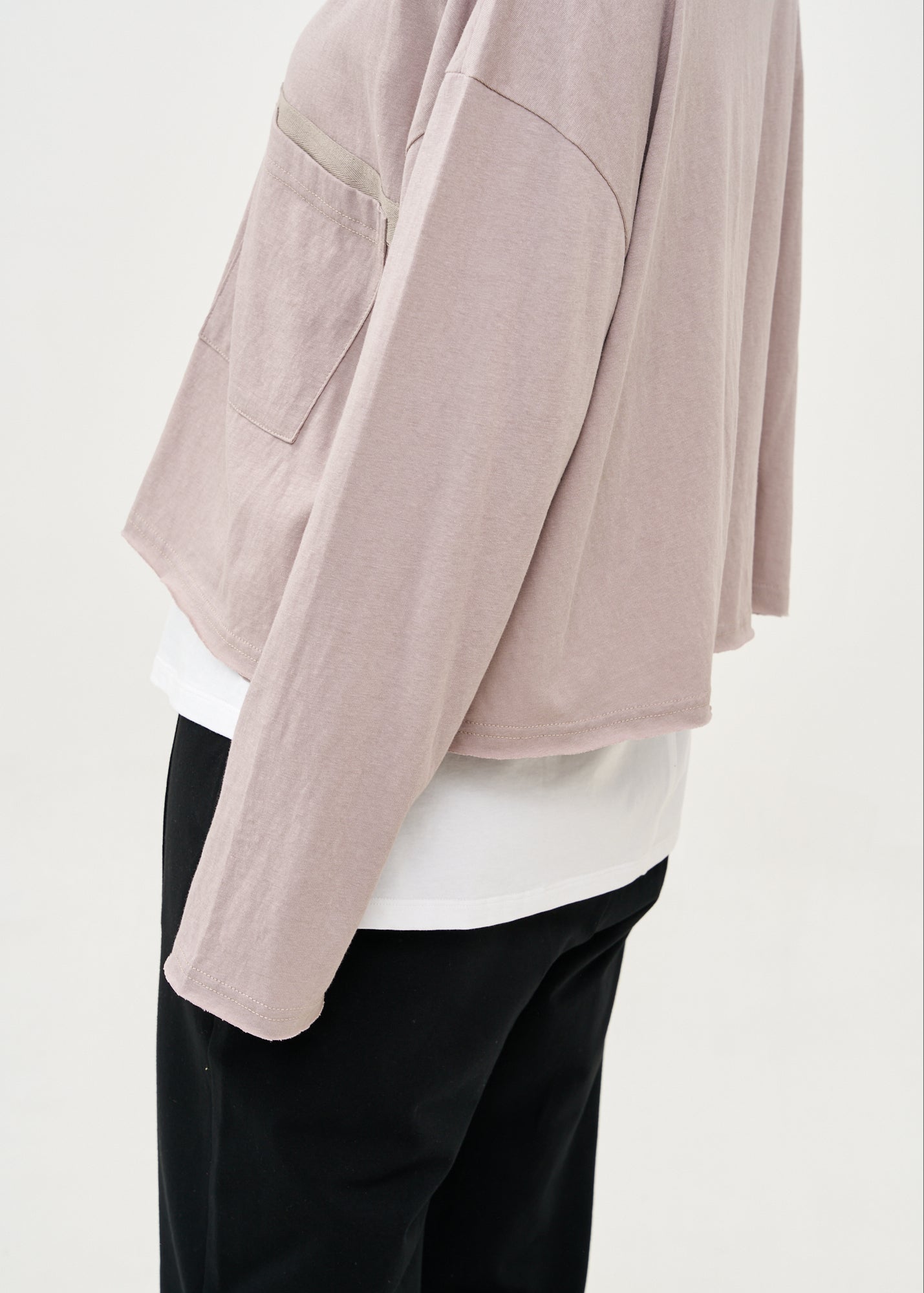 Grey long sleeve pocket T-shirt