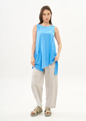 Blue diagonal tank top with pocket
