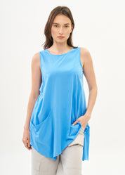 Blue diagonal tank top with pocket