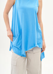 Blue diagonal tank top with pocket