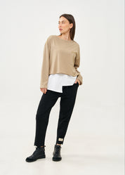 Brown long sleeve pocket T-shirt