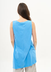 Blue diagonal tank top with pocket