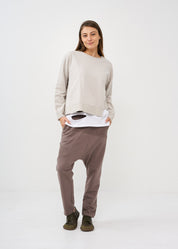 Light gray asymmetric hem sweatshirt