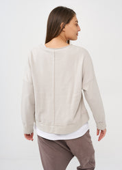 Light gray asymmetric hem sweatshirt