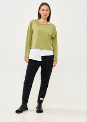Green long sleeve pocket T-shirt
