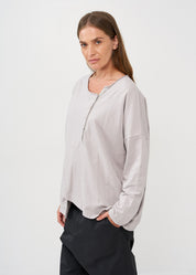 Stone two-button long-sleeved shirt
