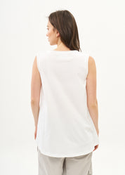 White cotton diagonal cut tank top