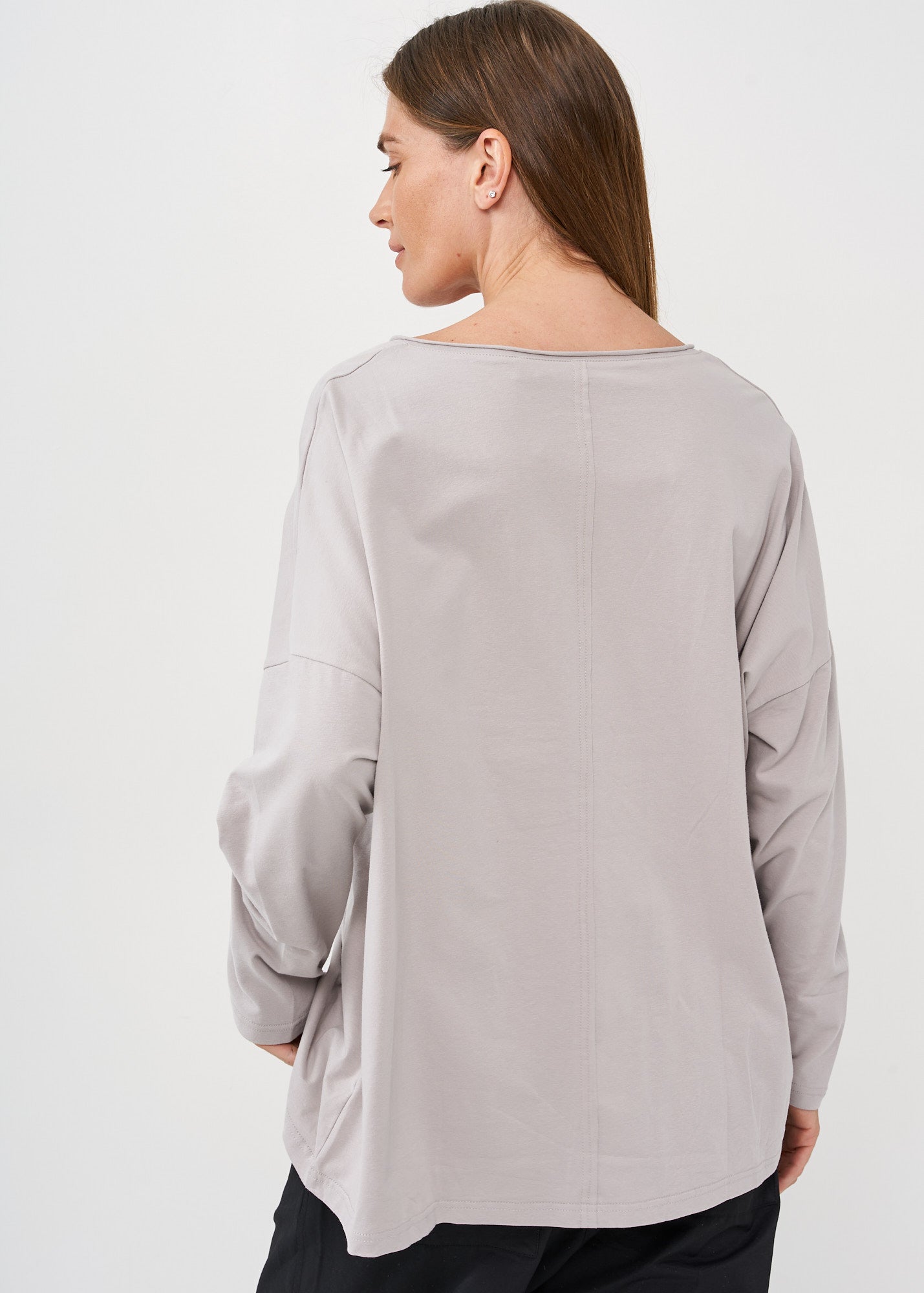 Stone two-button long-sleeved shirt