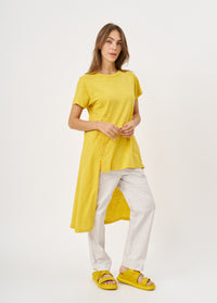 Mustard long button short sleeve tunic - 00